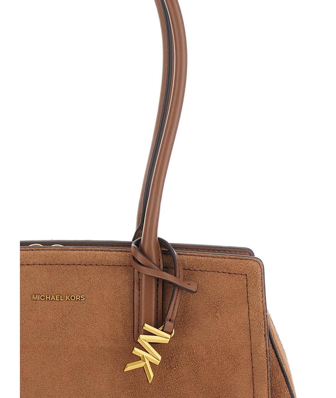 MICHAEL MICHAEL KORS Коричневая кожаная сумка с короткими ручками, фото 3
