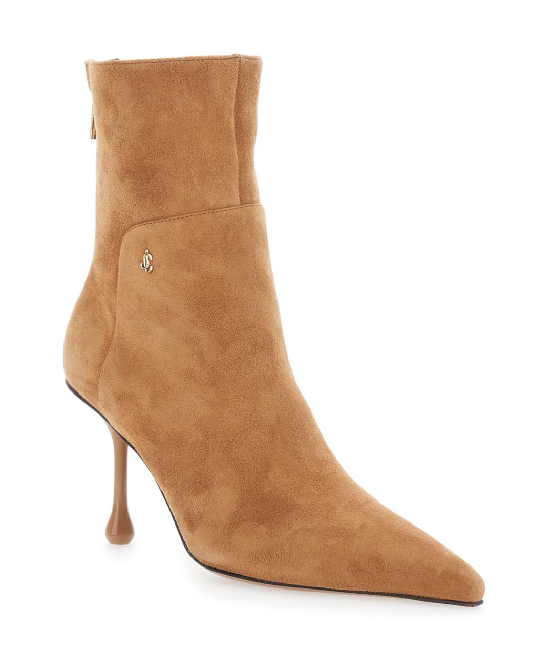 JIMMY CHOO Бежевые замшевые ботильоны, фото 2