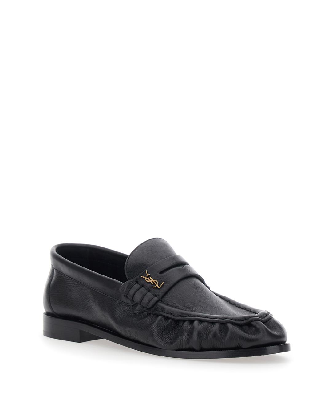 SAINT LAURENT Черные кожаные лоферы, фото 2