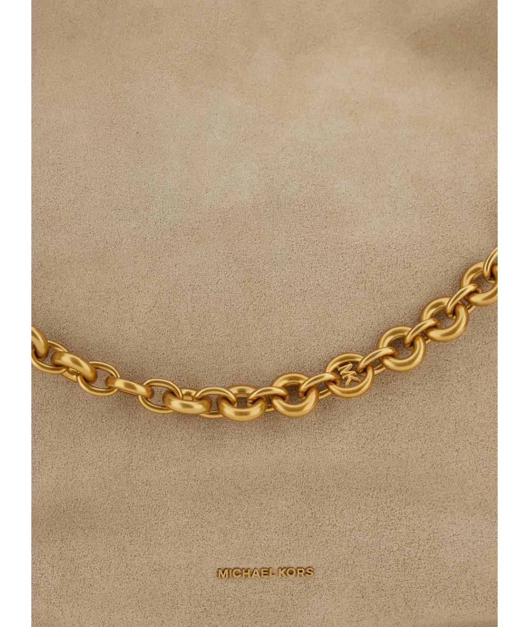 MICHAEL MICHAEL KORS Бежевая замшевая сумка с короткими ручками, фото 3