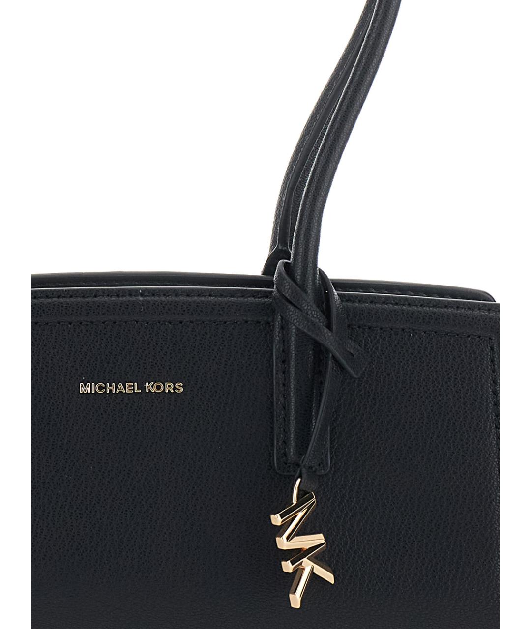 MICHAEL MICHAEL KORS Черная кожаная сумка с короткими ручками, фото 3