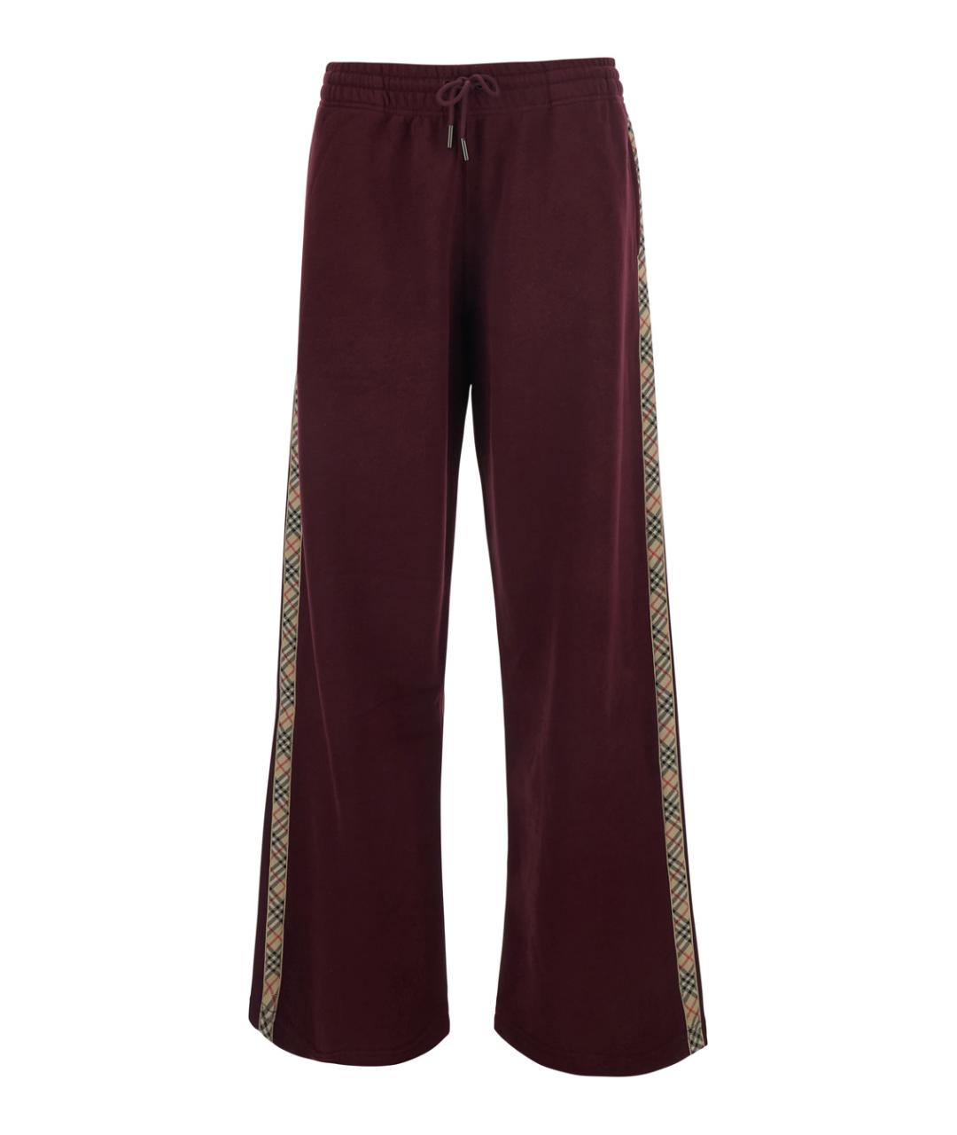 BURBERRY Бордовые хлопковые прямые брюки, фото 1