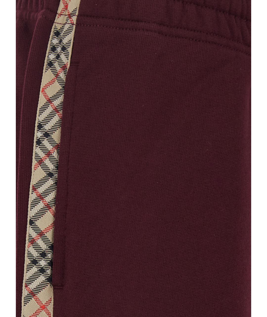 BURBERRY Бордовые хлопковые прямые брюки, фото 3