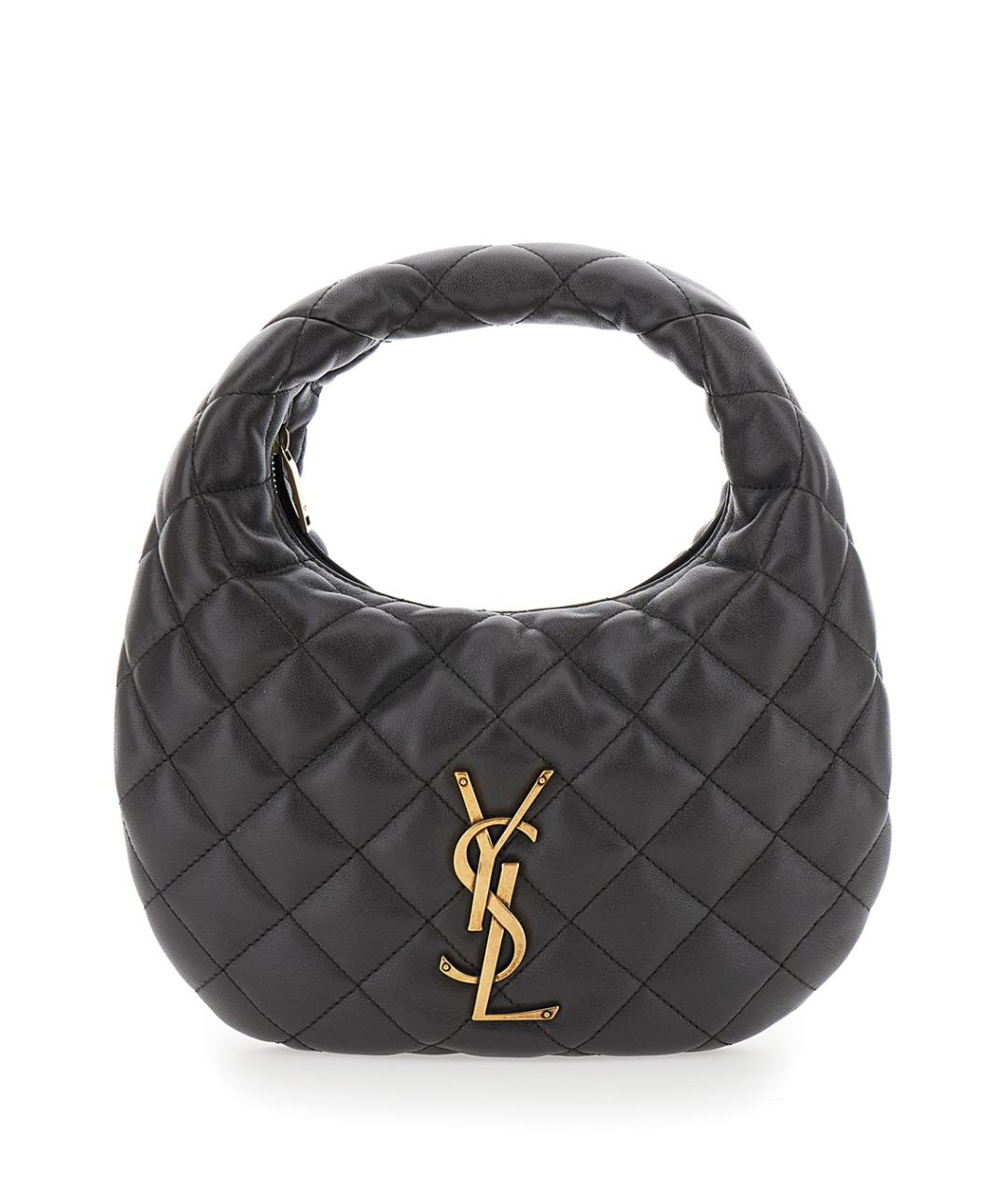 SAINT LAURENT Серая кожаная сумка с короткими ручками, фото 1