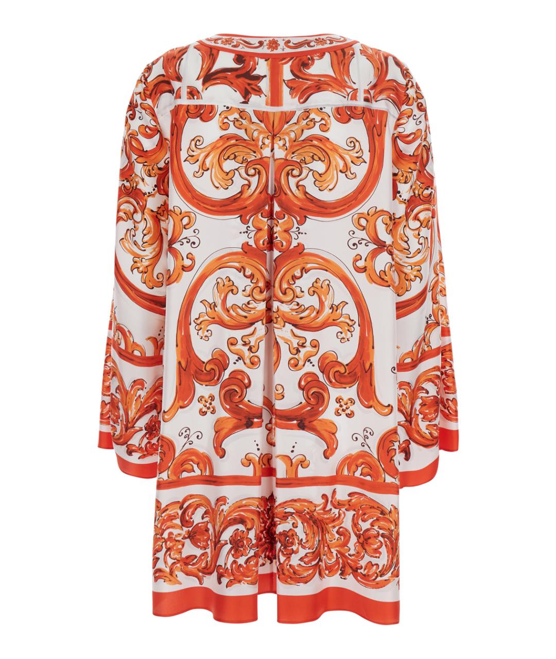 DOLCE&GABBANA Оранжевое шелковое повседневное платье, фото 2