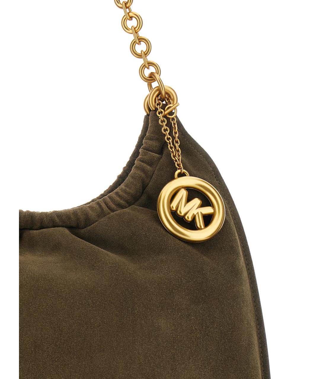 MICHAEL MICHAEL KORS Зеленая замшевая сумка с короткими ручками, фото 3