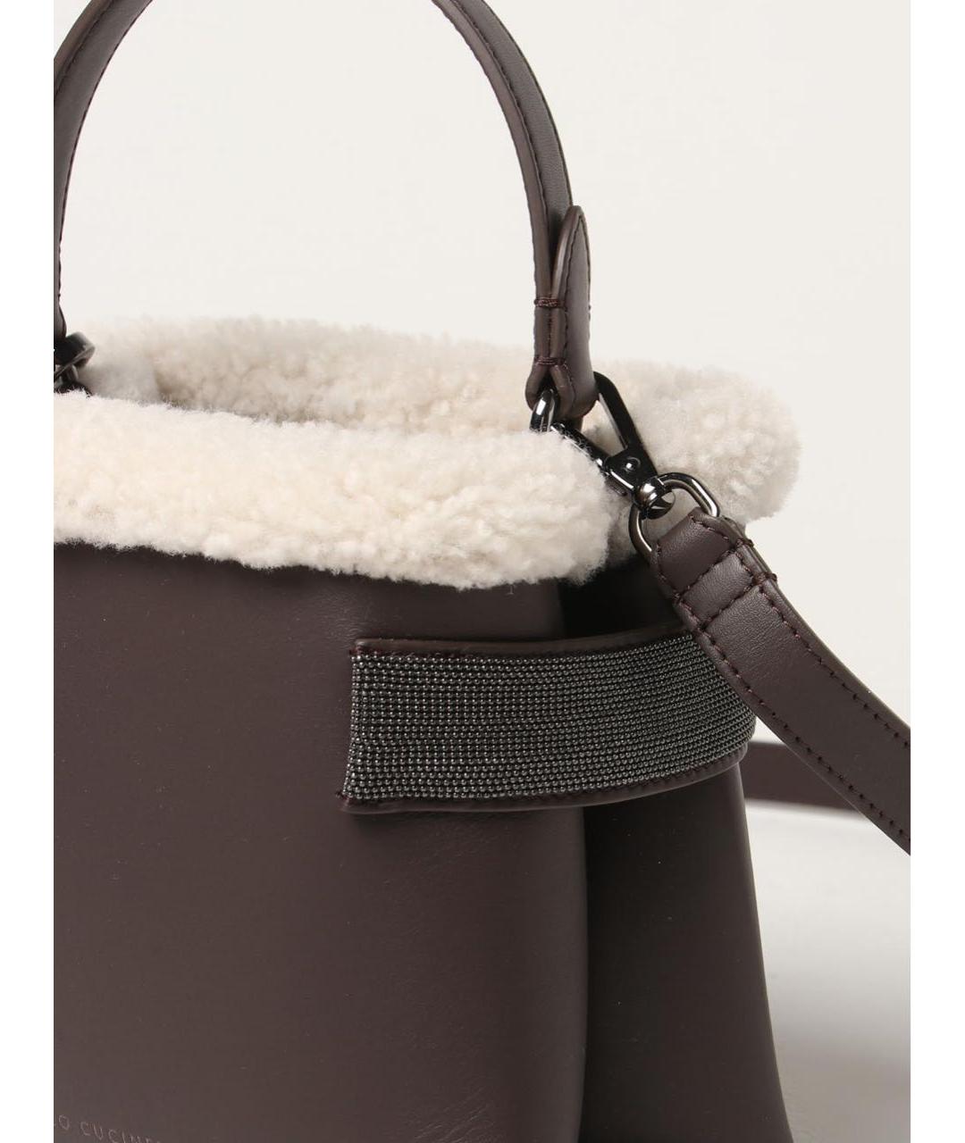BRUNELLO CUCINELLI Коричневая кожаная сумка с короткими ручками, фото 4
