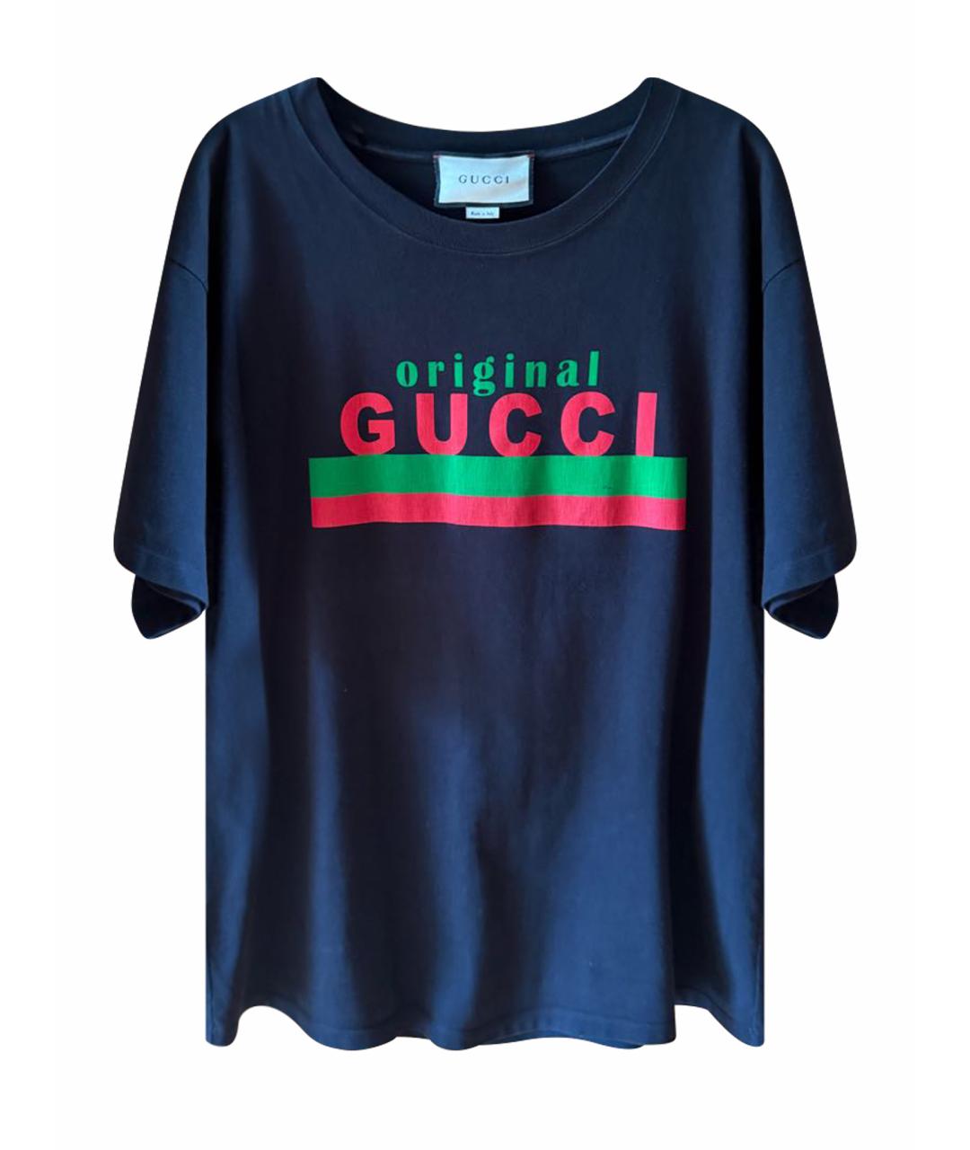 GUCCI Черная хлопко-эластановая футболка, фото 1