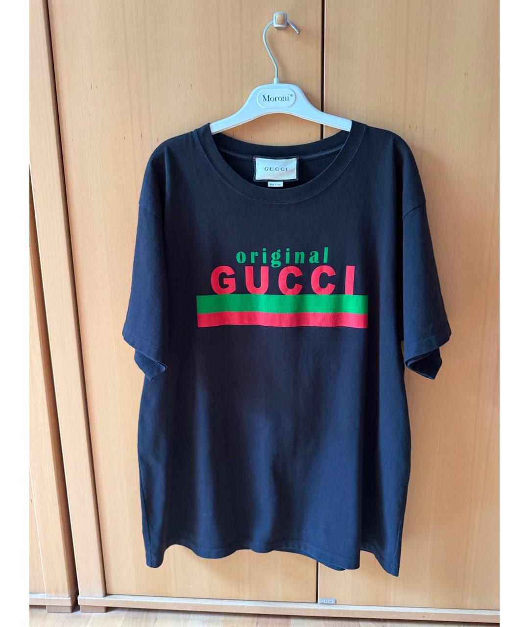 GUCCI Черная хлопко-эластановая футболка, фото 4
