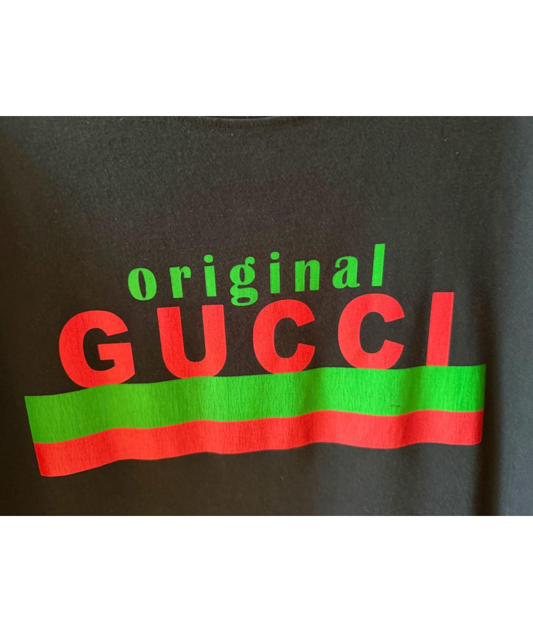 GUCCI Черная хлопко-эластановая футболка, фото 3