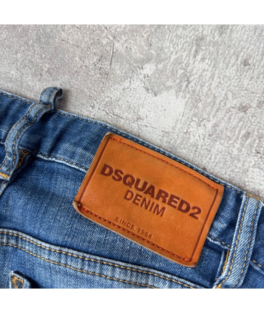 DSQUARED2 Синие хлопковые джинсы слим, фото 8