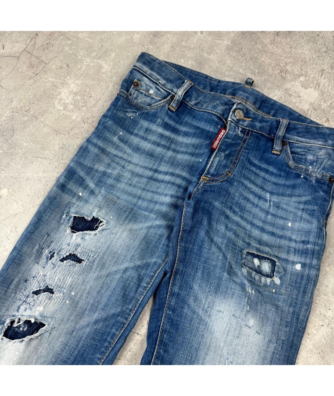 DSQUARED2 Синие хлопковые джинсы слим, фото 4