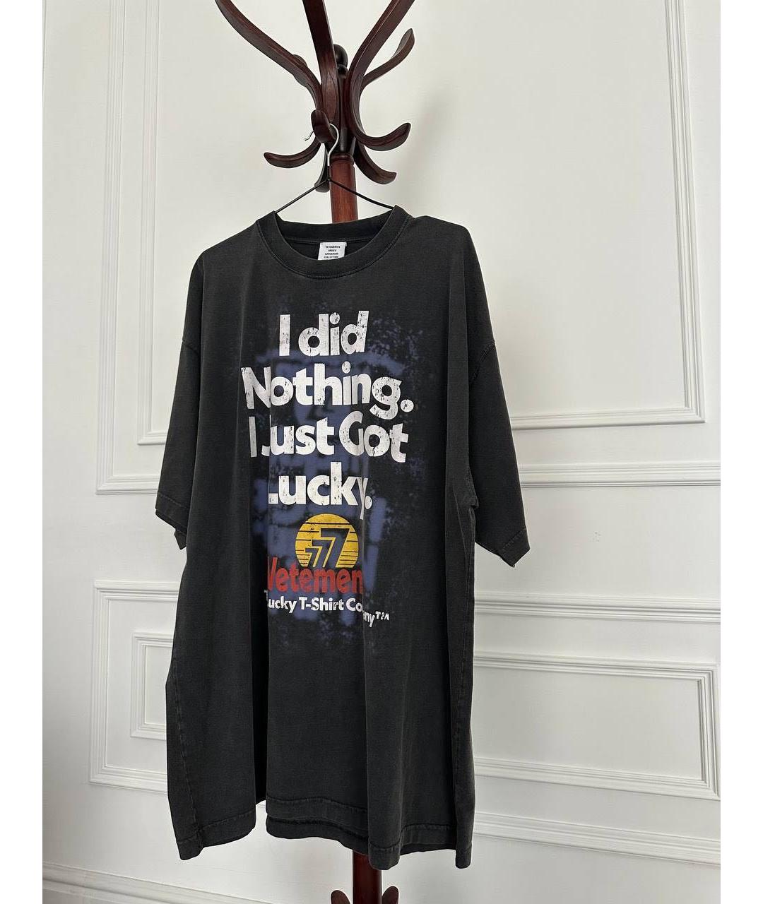 VETEMENTS Антрацитовая хлопковая футболка, фото 2