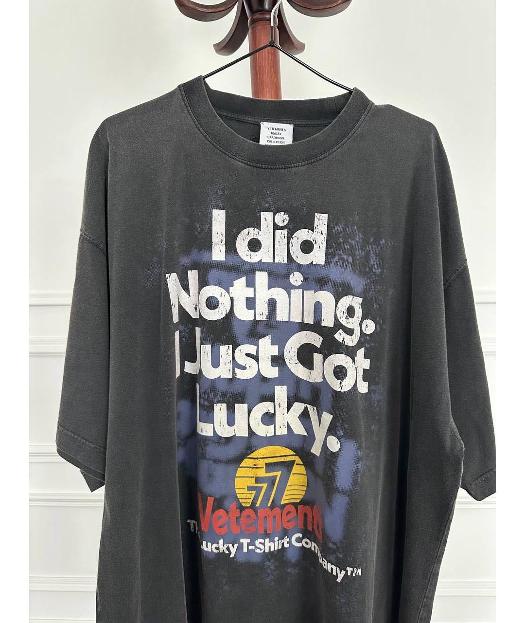 VETEMENTS Антрацитовая хлопковая футболка, фото 3