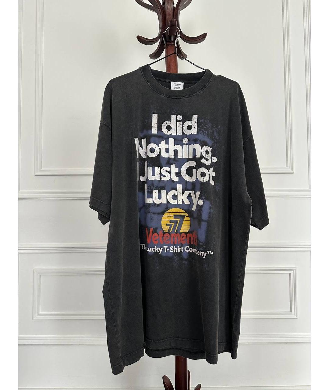 VETEMENTS Антрацитовая хлопковая футболка, фото 4