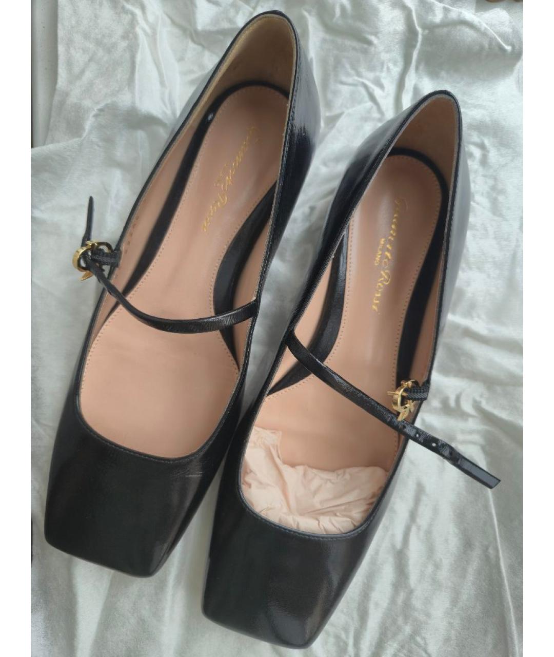 GIANVITO ROSSI Черные балетки из лакированной кожи, фото 4