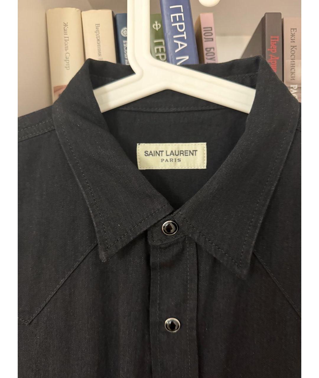 SAINT LAURENT Черная хлопковая кэжуал рубашка, фото 3