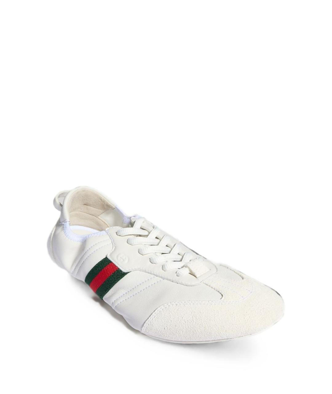 GUCCI Белые кожаные кроссовки, фото 2