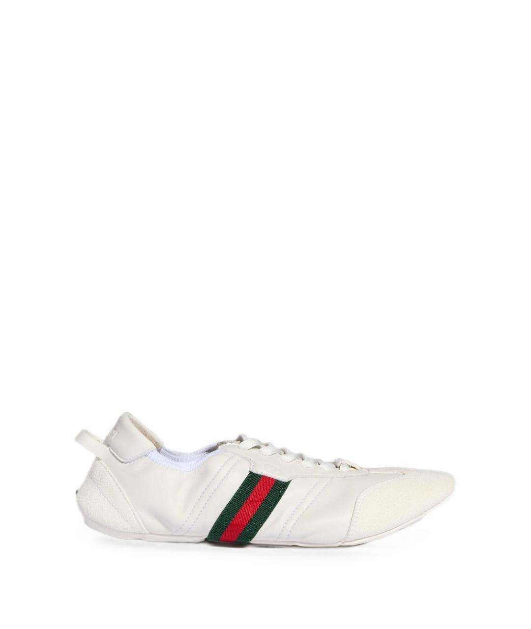 GUCCI Белые кожаные кроссовки, фото 1