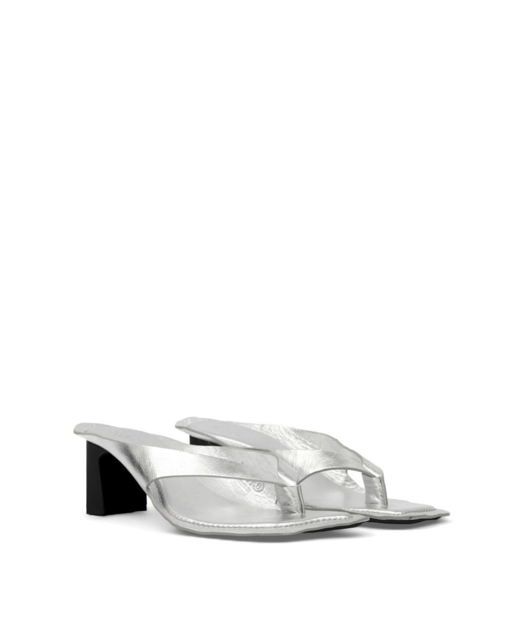 MM6 MAISON MARGIELA Серебряные кожаные сандалии, фото 3
