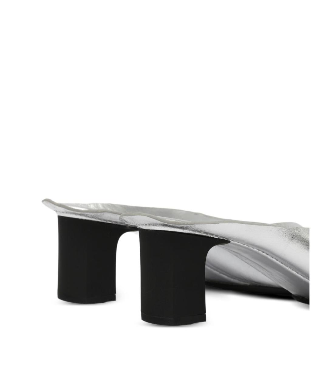 MM6 MAISON MARGIELA Серебряные кожаные сандалии, фото 6