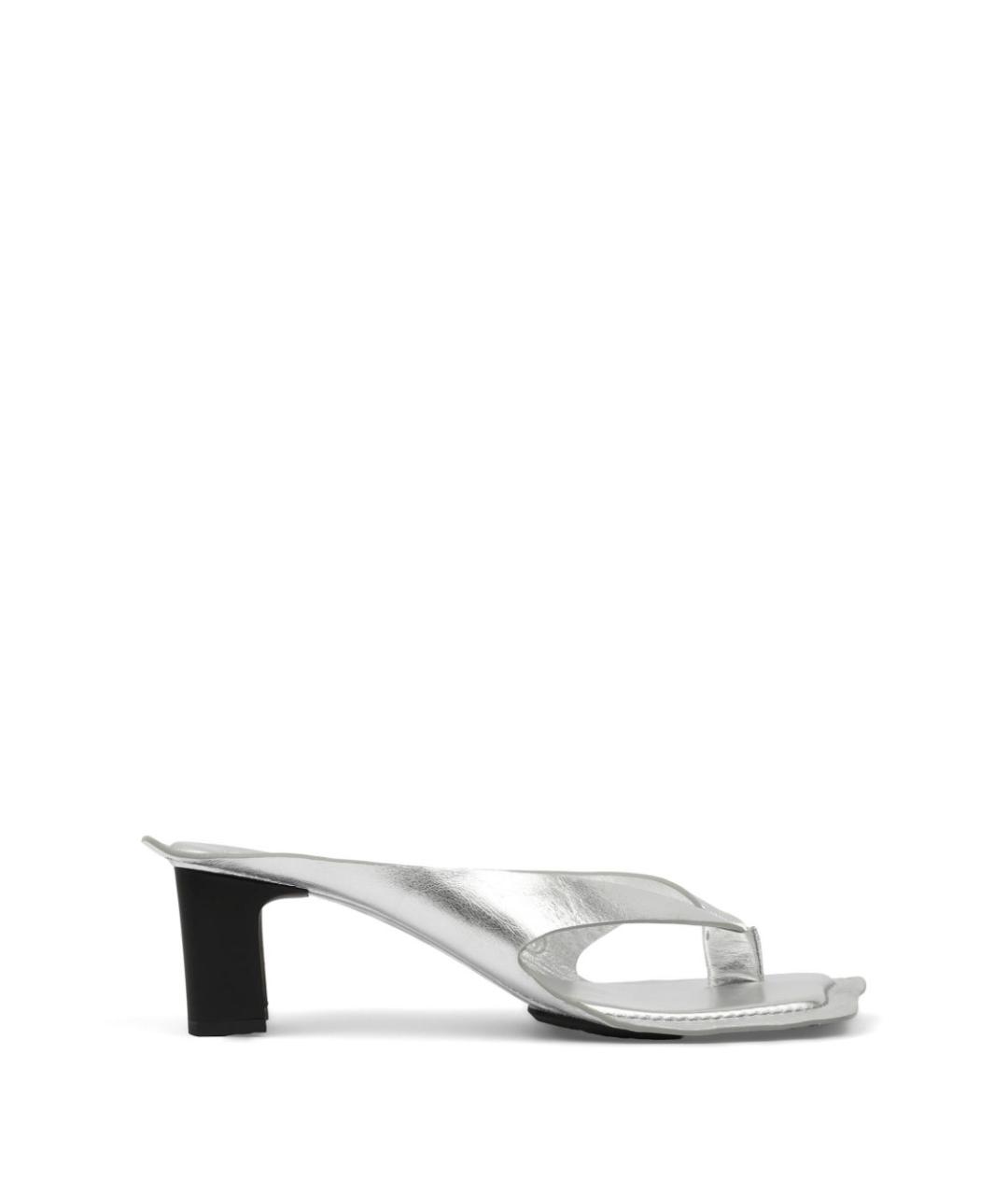 MM6 MAISON MARGIELA Серебряные кожаные сандалии, фото 1