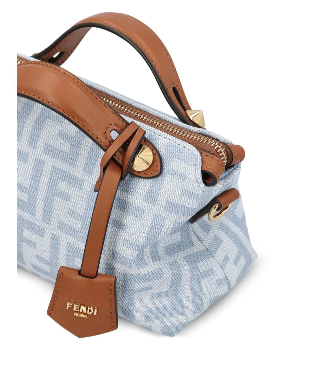 FENDI Голубая деним сумка тоут, фото 4