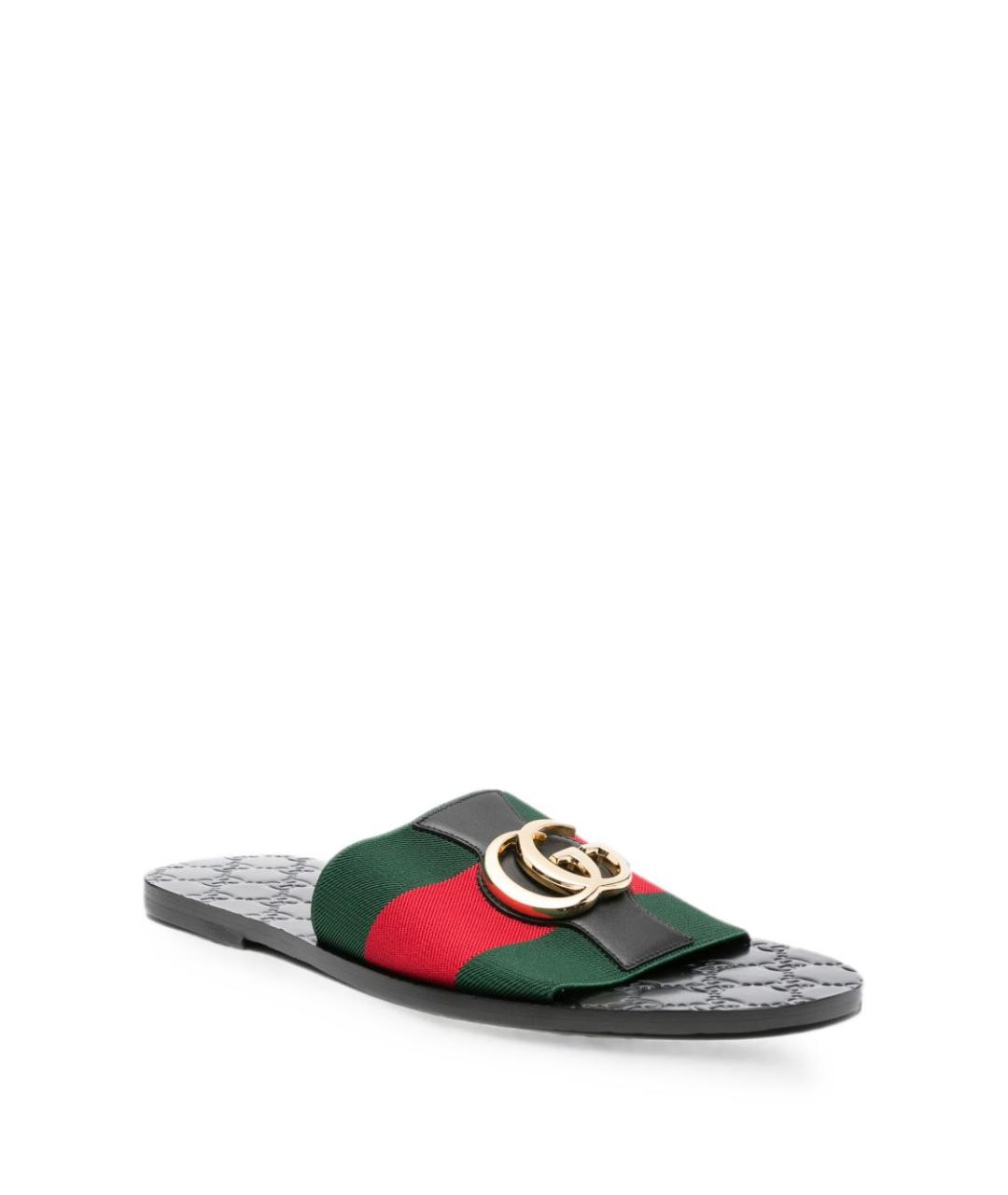 GUCCI Черные синтетические шлепанцы, фото 3