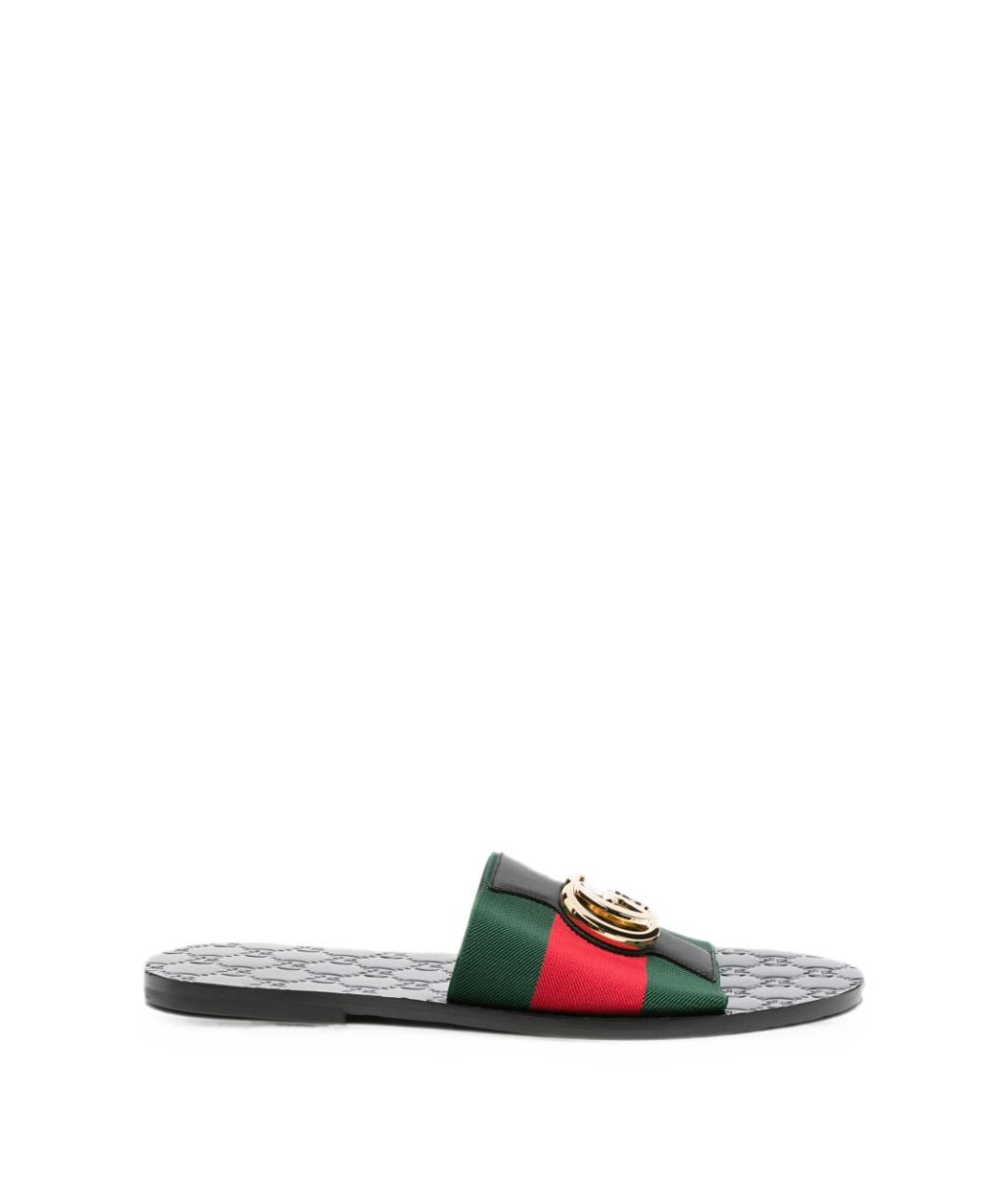 GUCCI Черные синтетические шлепанцы, фото 1