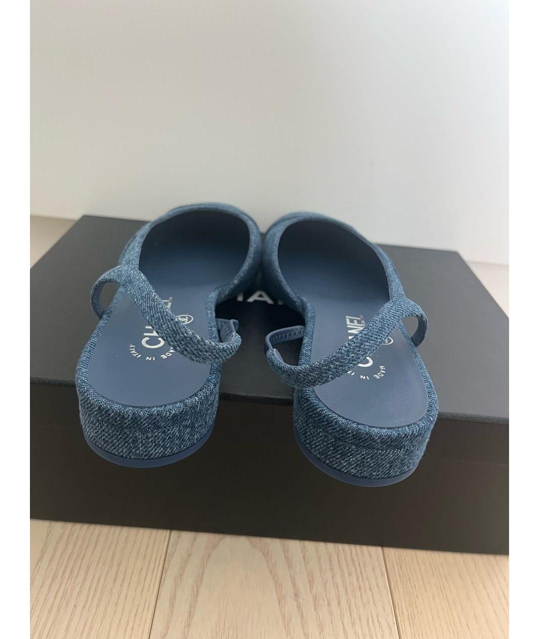 CHANEL Синие текстильные босоножки, фото 3