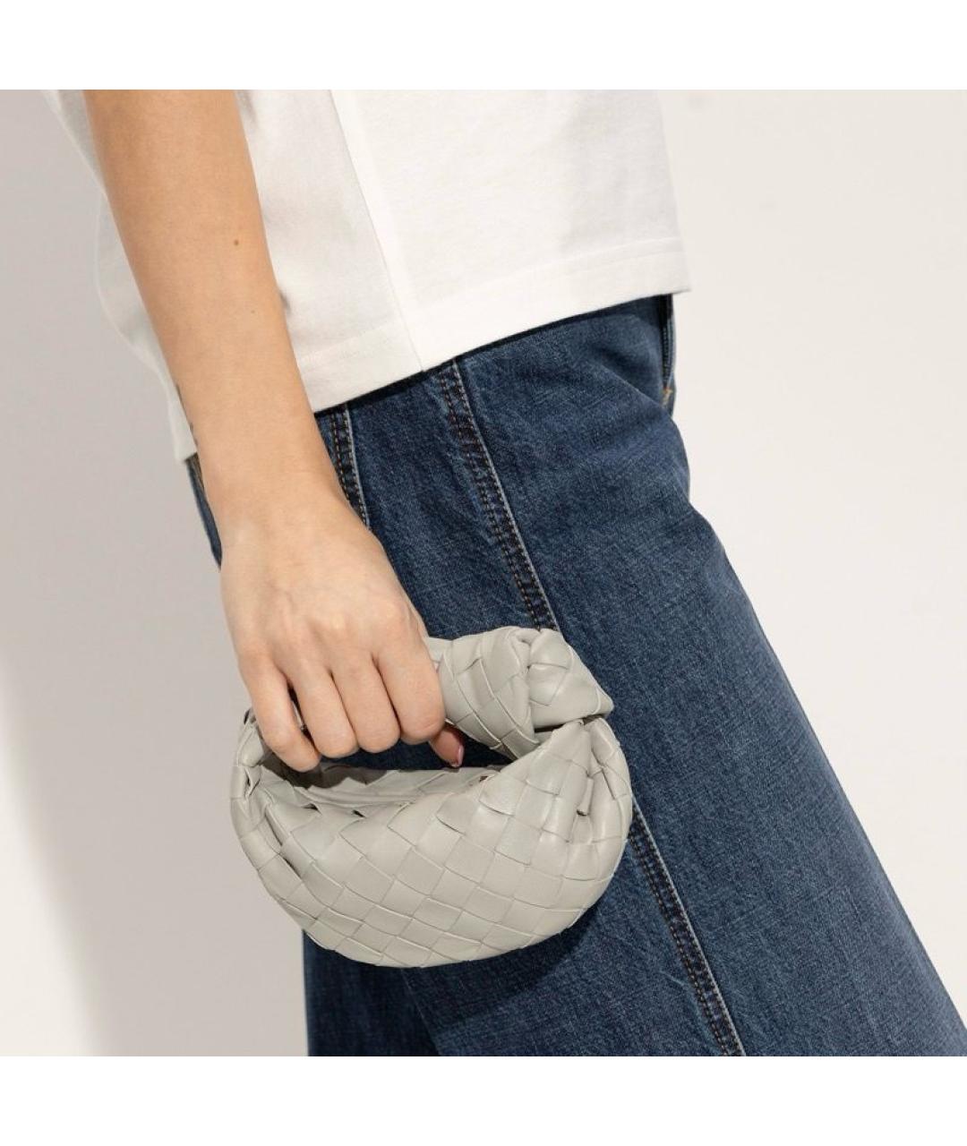 BOTTEGA VENETA Серая кожаная сумка с короткими ручками, фото 7