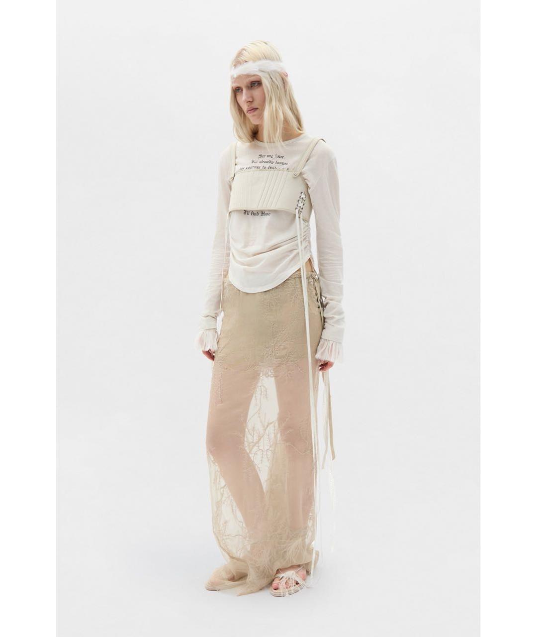 ANN DEMEULEMEESTER Бежевая вискозная юбка макси, фото 3