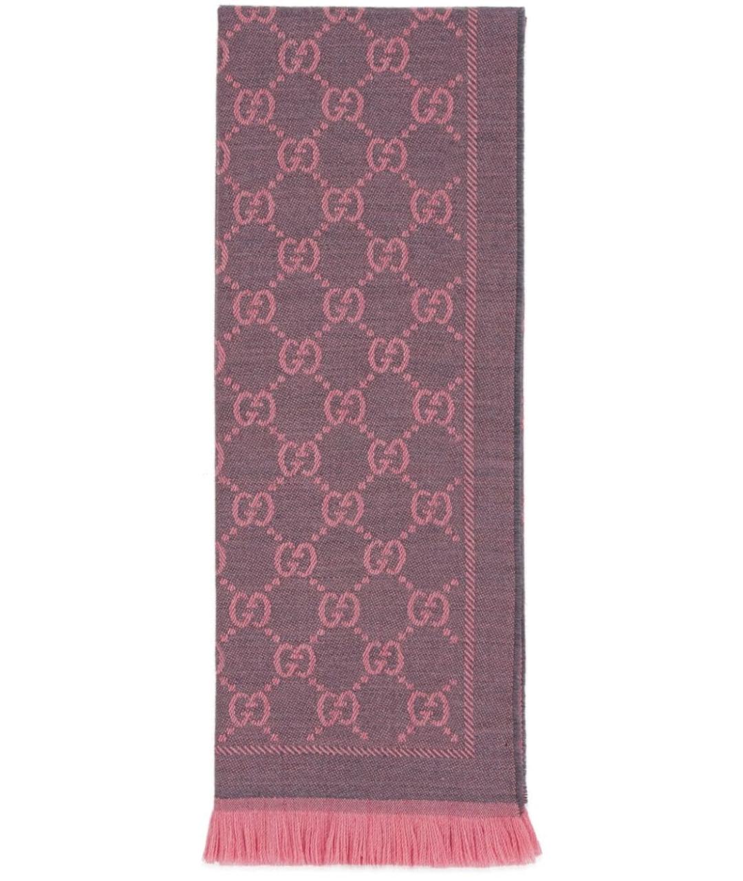 GUCCI Розовый шерстяной шарф, фото 1
