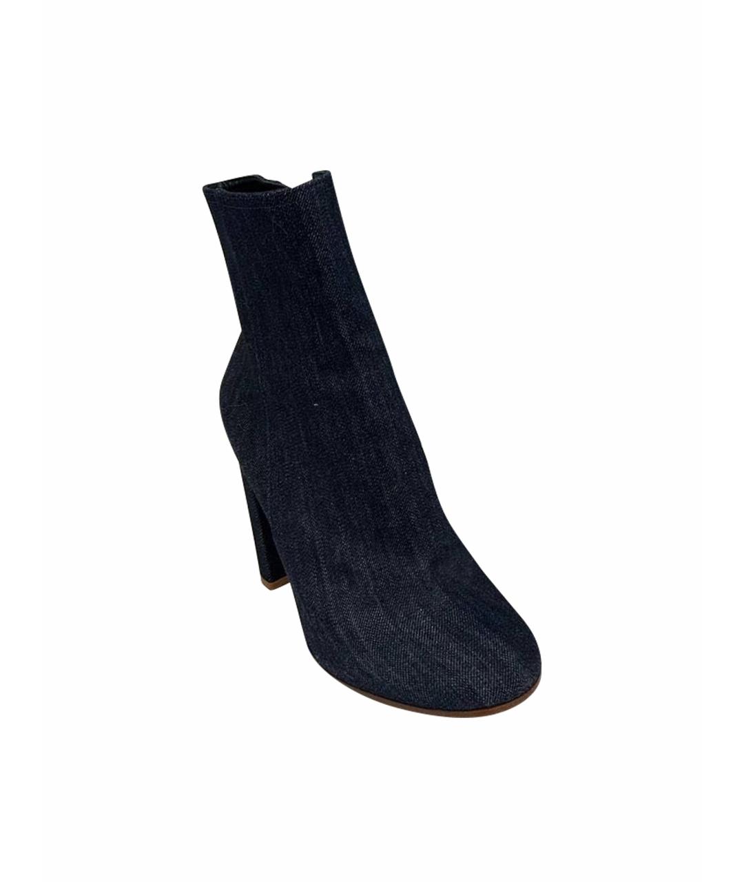 GIANVITO ROSSI Темно-синие текстильные ботильоны, фото 1
