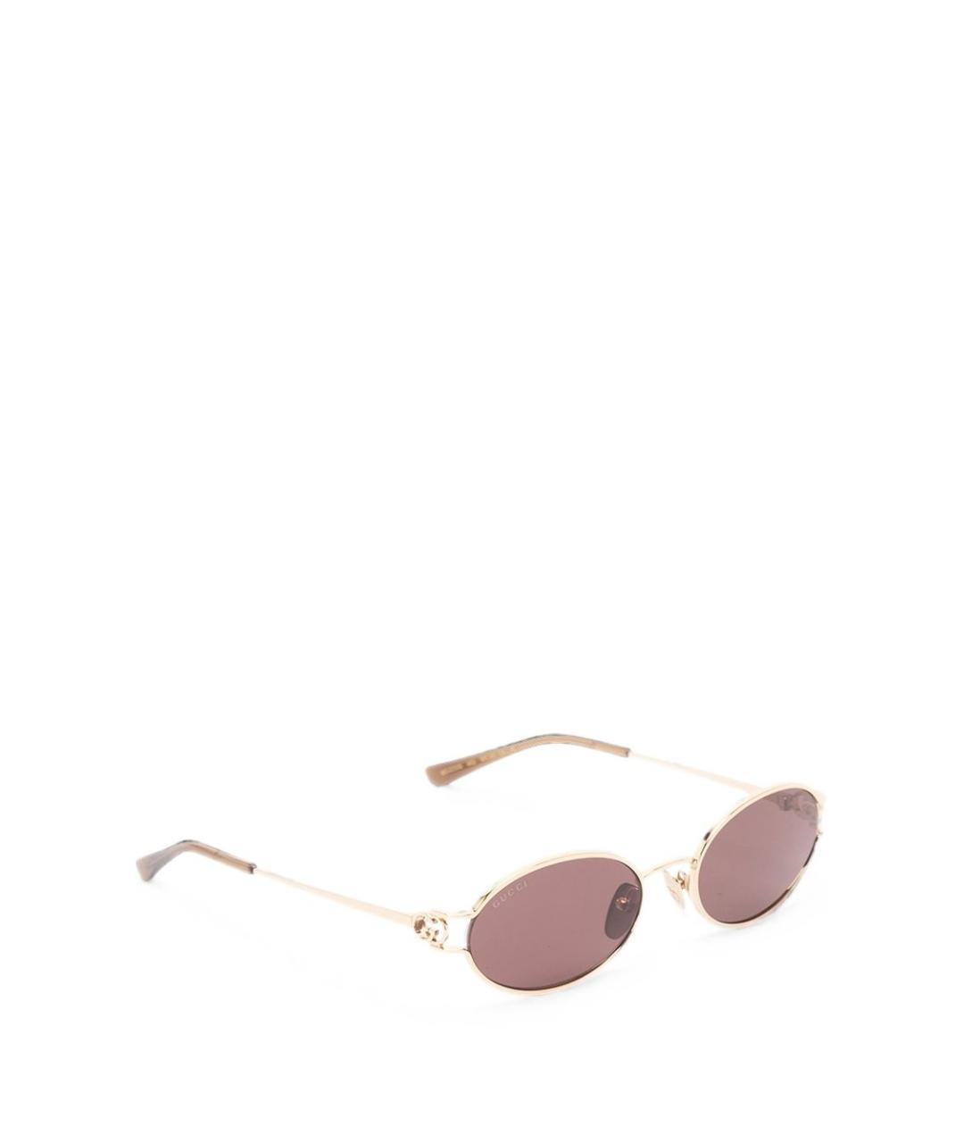 GUCCI Золотые металлические солнцезащитные очки, фото 1