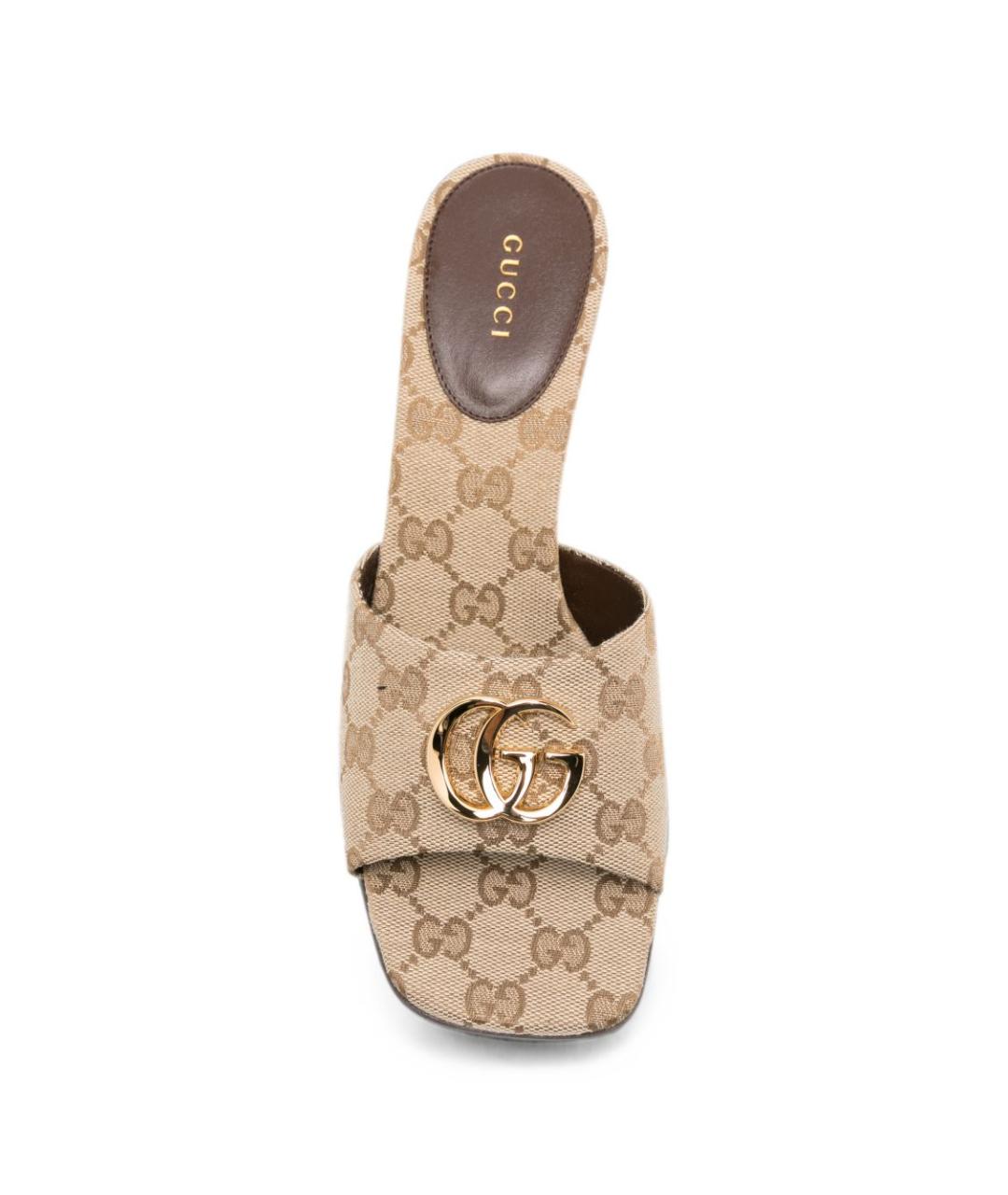 GUCCI Бежевые текстильные мюли, фото 2
