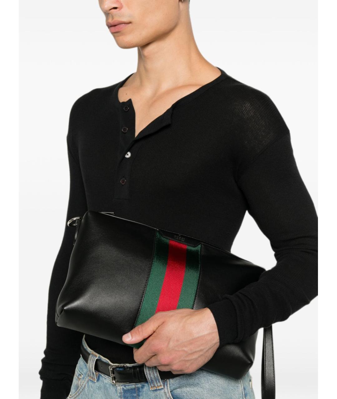 GUCCI Черная кожаная сумка на плечо, фото 2