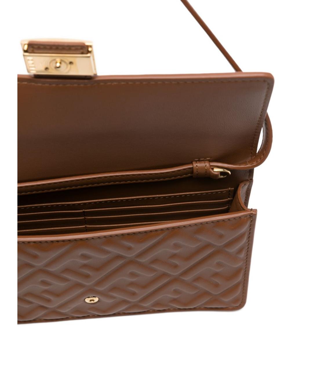 FENDI Коричневая кожаная сумка через плечо, фото 2