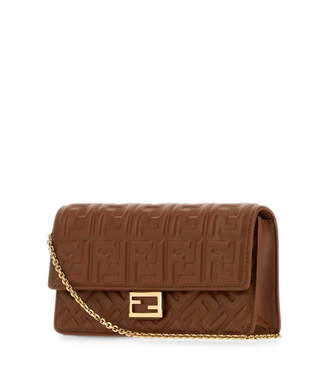 FENDI Коричневая кожаная сумка через плечо, фото 5