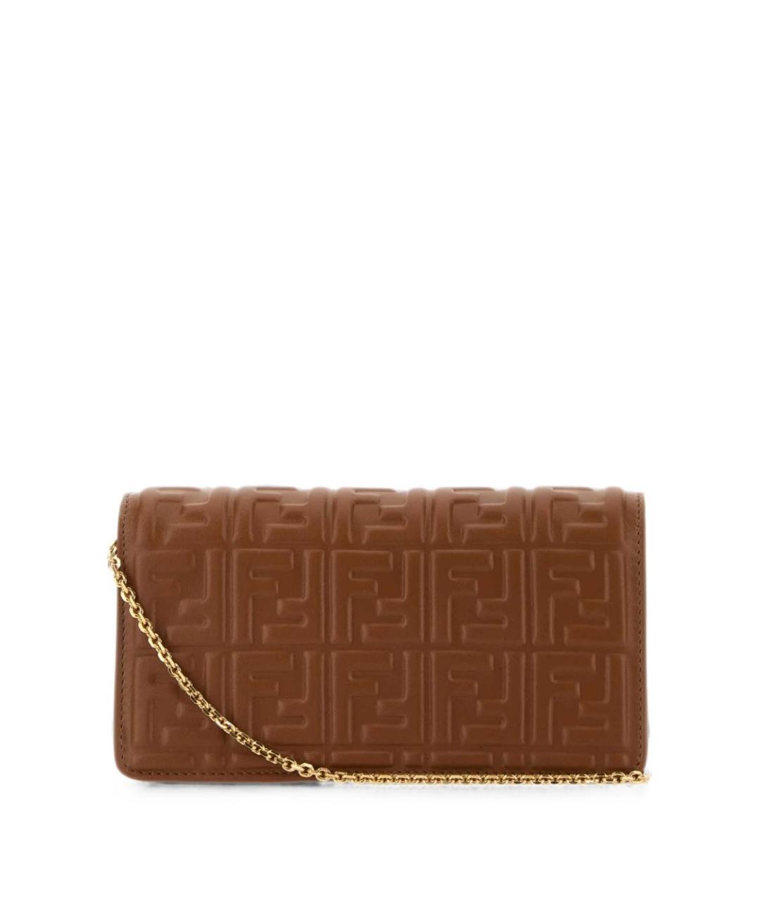 FENDI Коричневая кожаная сумка через плечо, фото 4