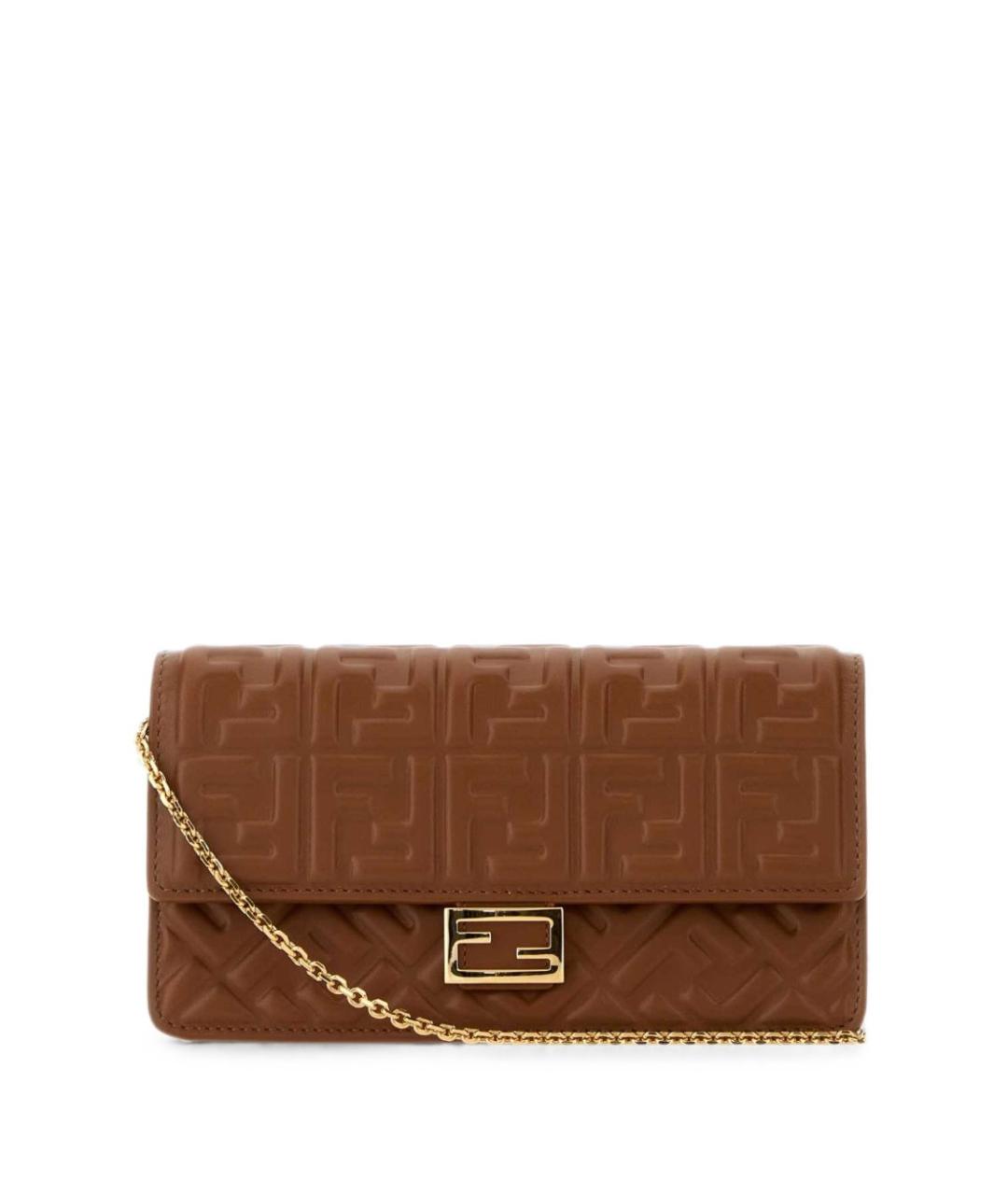 FENDI Коричневая кожаная сумка через плечо, фото 1