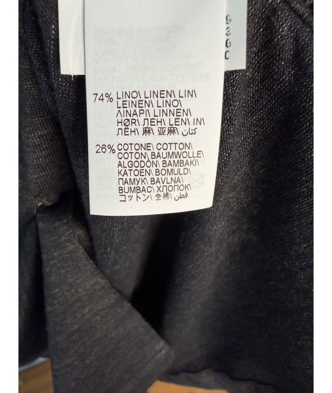 BRUNELLO CUCINELLI Антрацитовая льняная кэжуал рубашка, фото 5