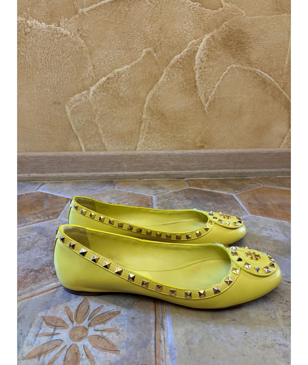TORY BURCH Желтые кожаные балетки, фото 8