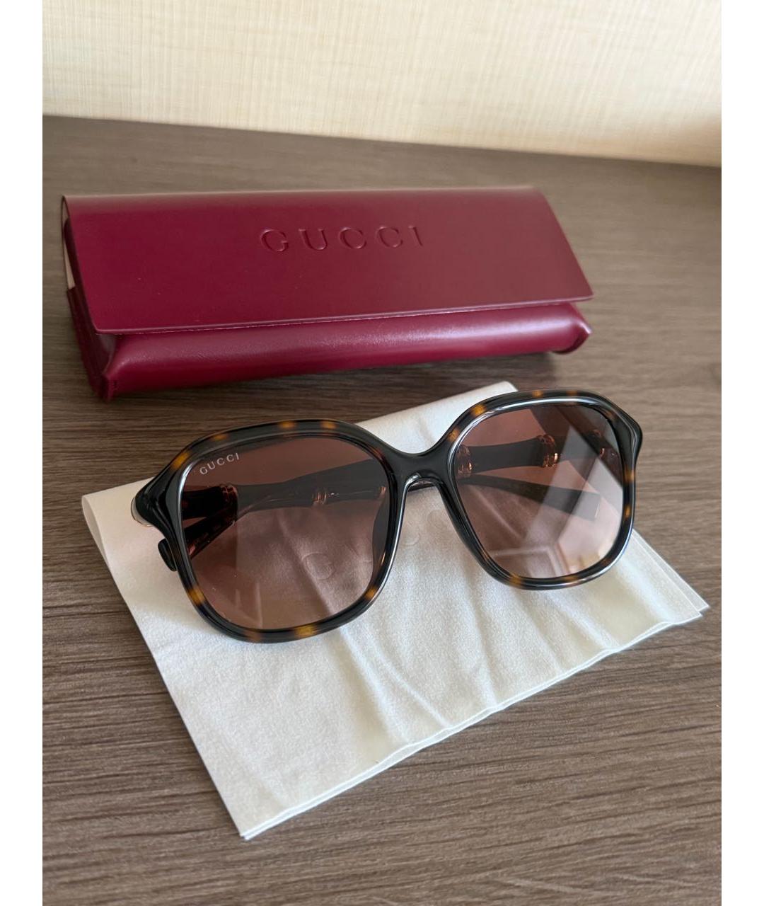 GUCCI Коричневые пластиковые солнцезащитные очки, фото 3