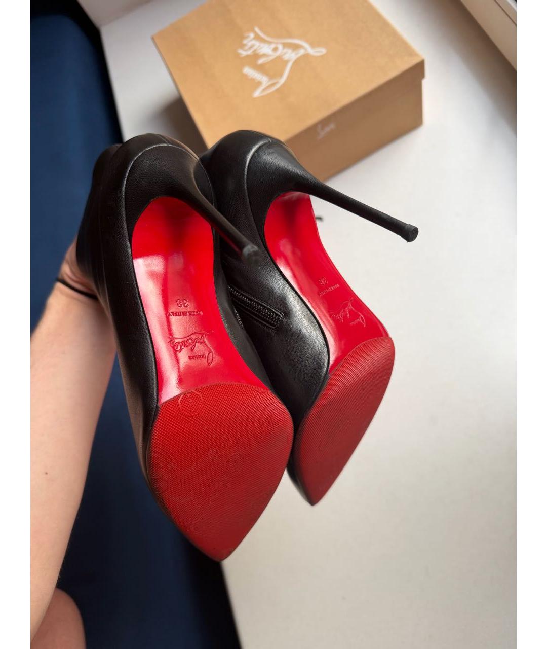CHRISTIAN LOUBOUTIN Черные кожаные ботинки, фото 7