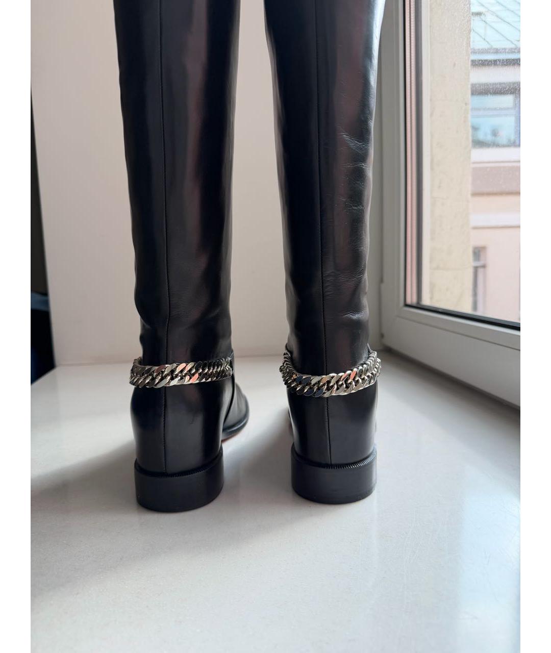 CHRISTIAN LOUBOUTIN Черные кожаные сапоги, фото 4