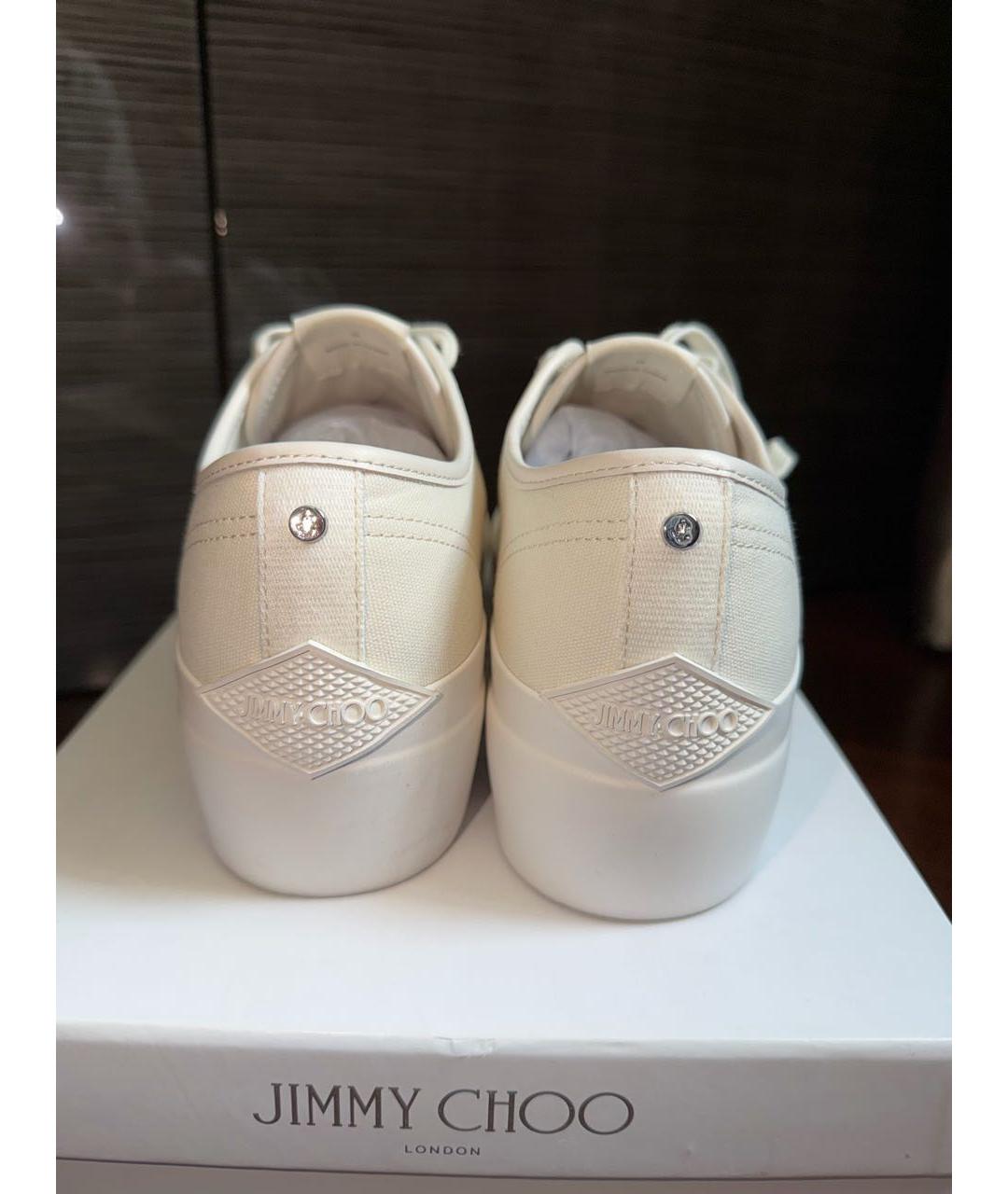 JIMMY CHOO Бежевые текстильные кеды, фото 4