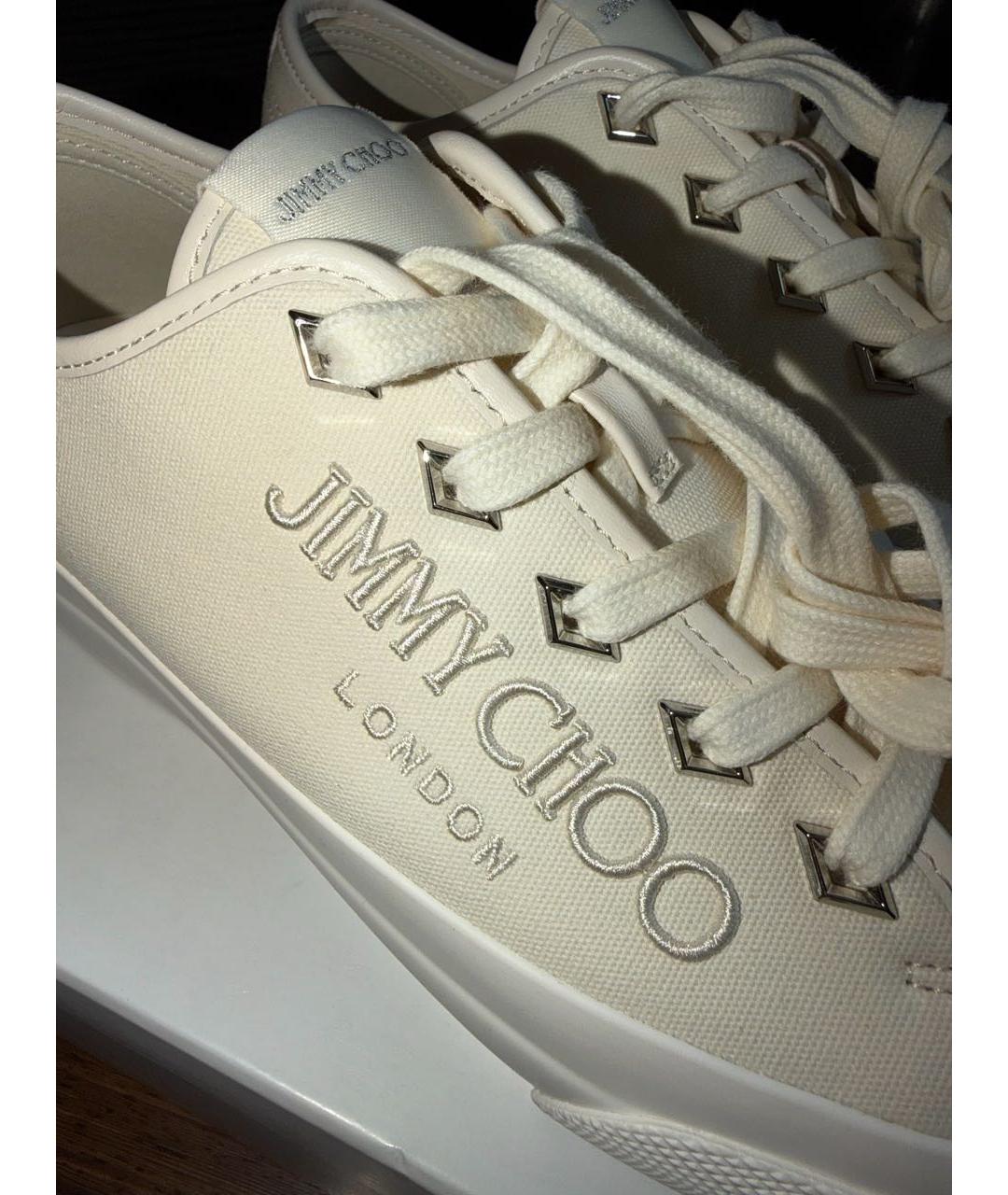 JIMMY CHOO Бежевые текстильные кеды, фото 6