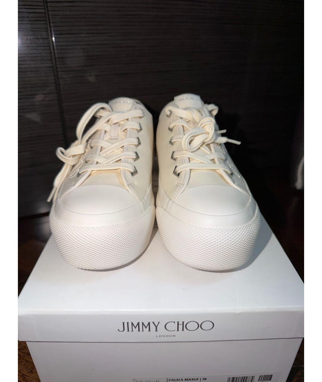 JIMMY CHOO Бежевые текстильные кеды, фото 2