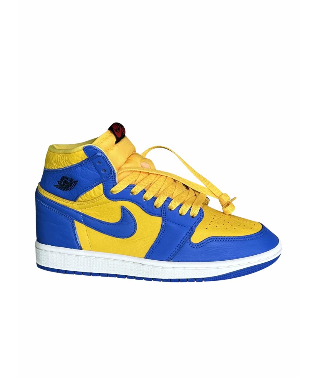 NIKE Синие кожаные кроссовки, фото 1